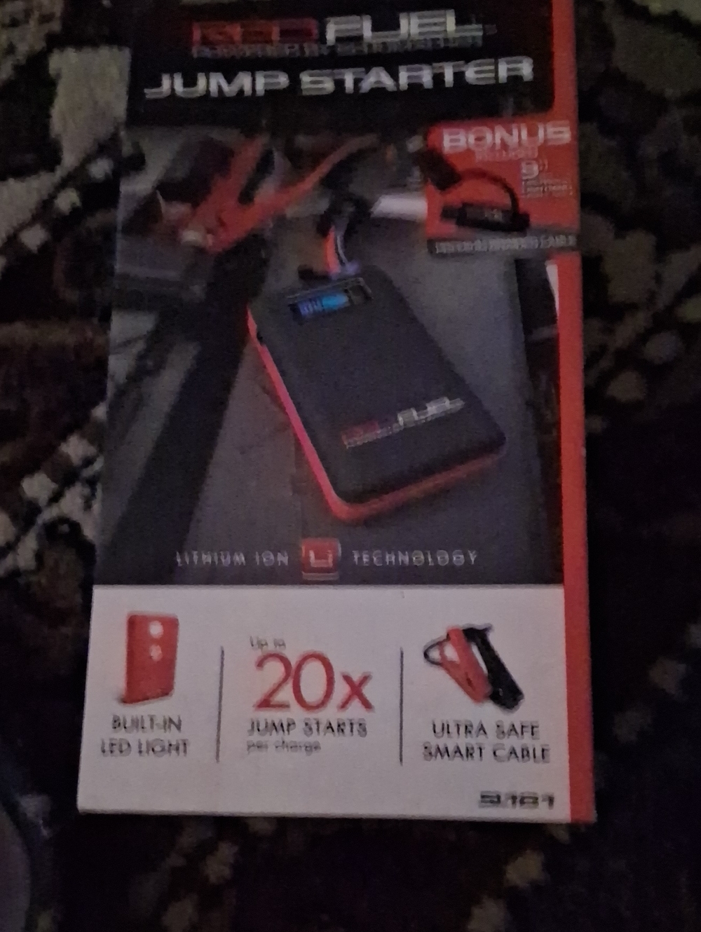 Portable Jump Starter Power Bank - Black/Red